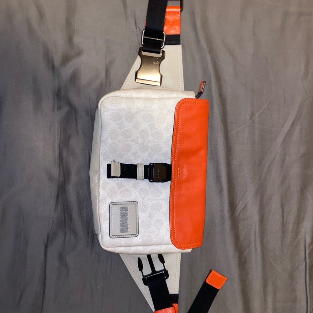 Coach Men's White and Orange Belt Bag